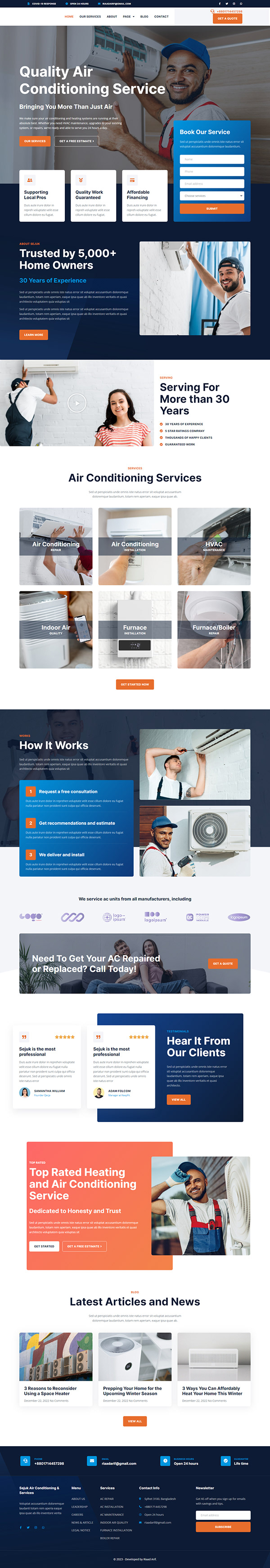 Air Conditioner Service WordPress Website