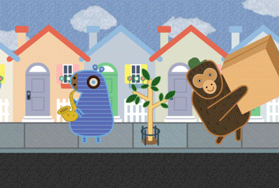March with moose and zee through their neighborhood and meet a few friendly...