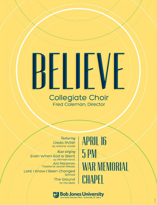 Adobe Portfolio posters choir choirs choral groups concerts  choir concerts university chorales BJU Bob Jones University