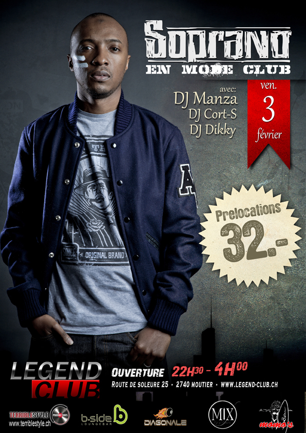 print flyer night club club legend moutier party weekend