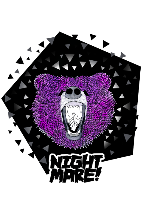 nightmare bear design snowboard t-shirt