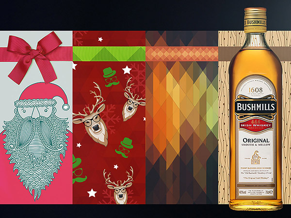 diageo bottle new year promo stend baileys black label Bushmills Christmas snow brush shine