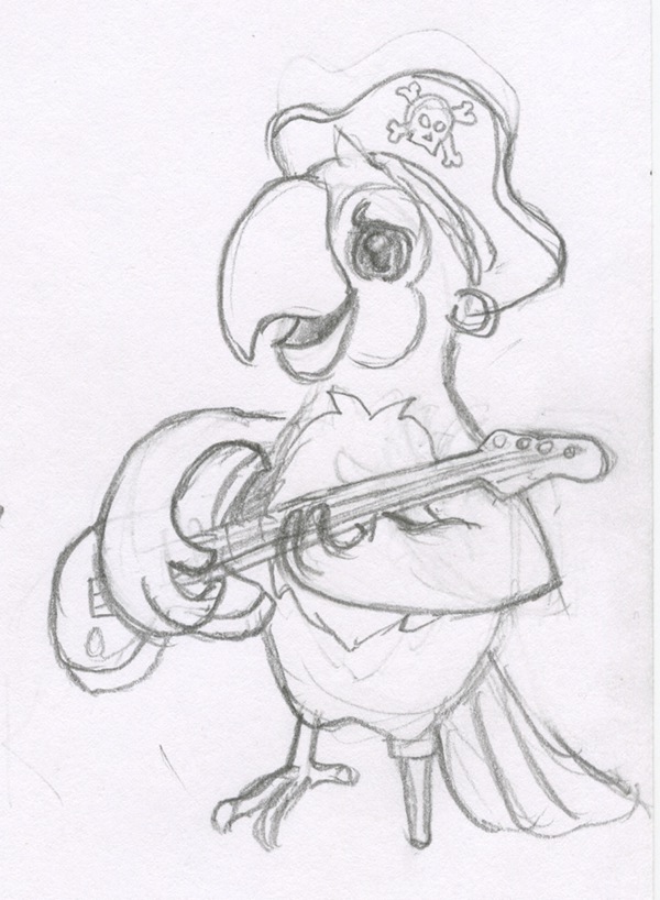 battle of the bands rock n roll logo guitar parrot pirate skeleton plank