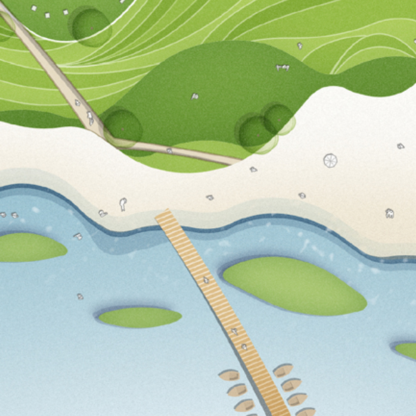 Landscape lake award Competition design graphic concept Park evironment floating island japan slant IMLA