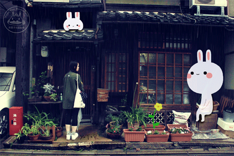 mixed media fantasy fairy tale cute kawaii japan Travel kyoto bunnies rain gif loop animated gif