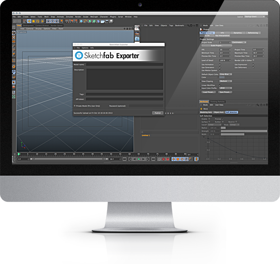 sketchfab development plugins cinema 4d 3D exporter interactive webgl MoGraph GUI