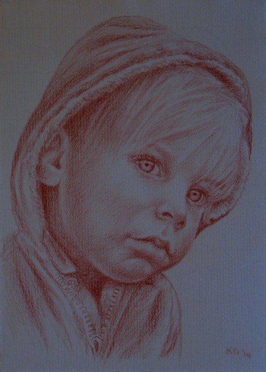 portrait drawings Red chalk portrait commissions Kevin Geary artist children's porteaits
