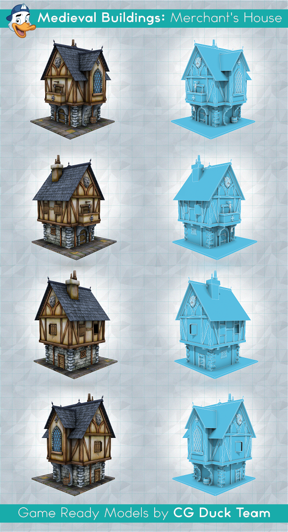 game gamedev modeling cinema 4d lowpoly medieval house village buildings medieval village old