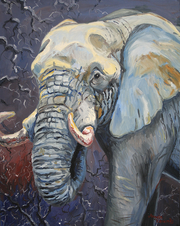 elephants Oil Painting canvas impressionist color animals africa