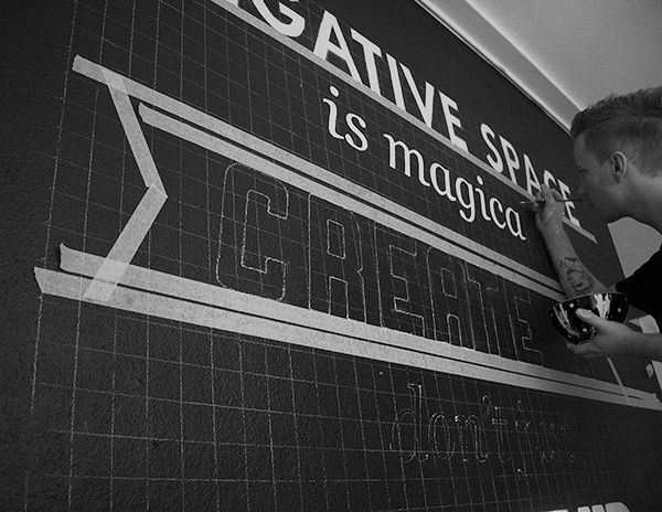 type Mural copenhagen handpainted wall bw negative Space  quote