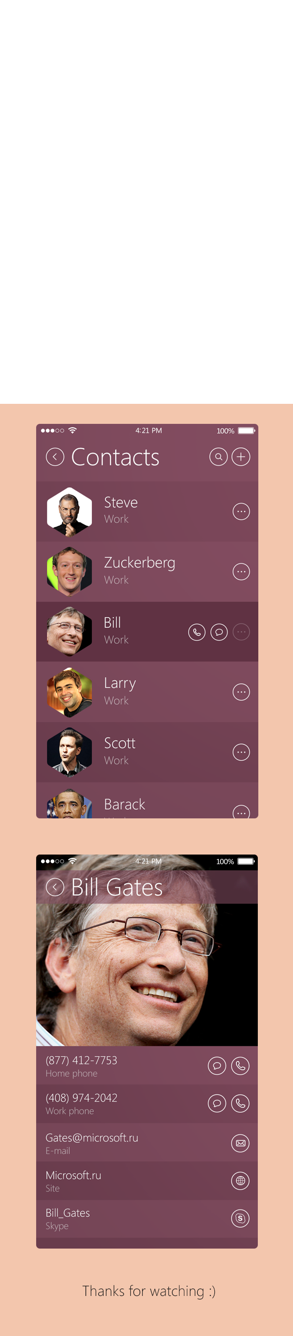 Concept address book in iOS 8