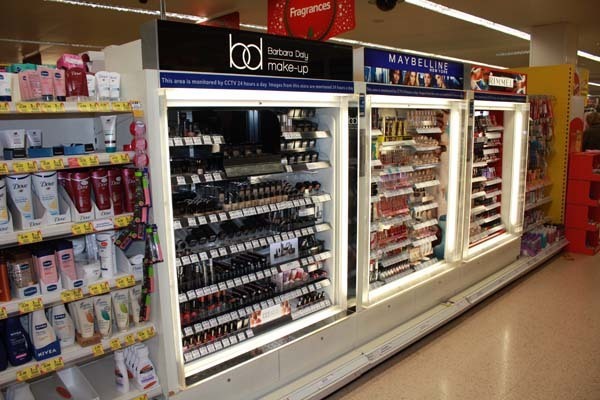 Cosmetic Display tesco RDA Retail Design Associates retail interiors Retail design Point of Sale Point of Purchase barbara daly cosmetics pop pos LED Lighting