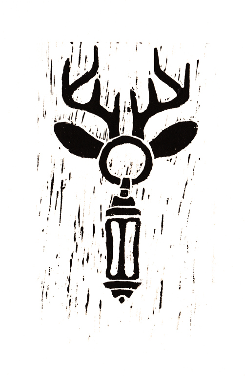 printmaking print linocut linoleum ink watercolor animals goat elk logo