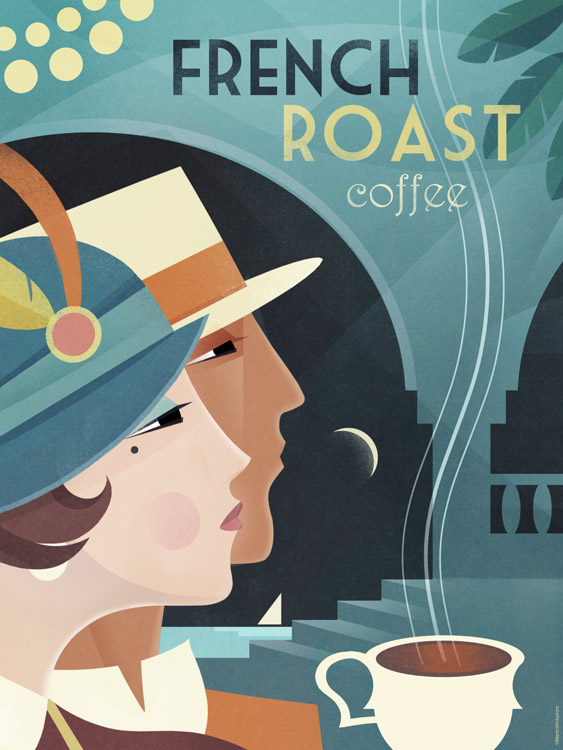 travel poster Retro vintage poster Italy Coffee cafe art deco