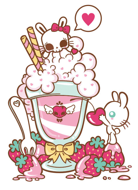 cute  kawaii  Japan  Not Really dead  skull animals  fun  love  bunny  cat  Deer  unicorn  cupcake ice cream
