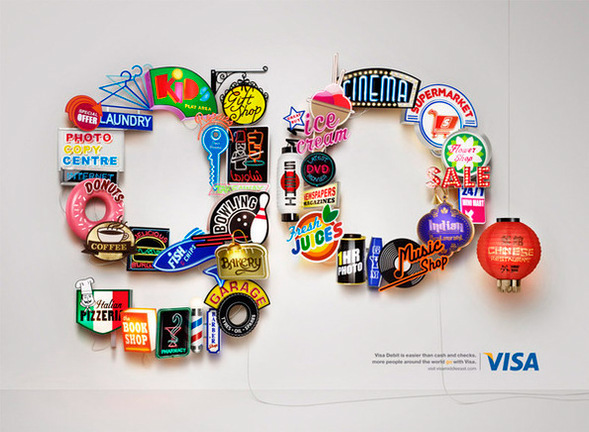 colors conceptual art Visa dubai United Arab Emirates UAE shop signs Signage go Golage Print campaign graphics metal
