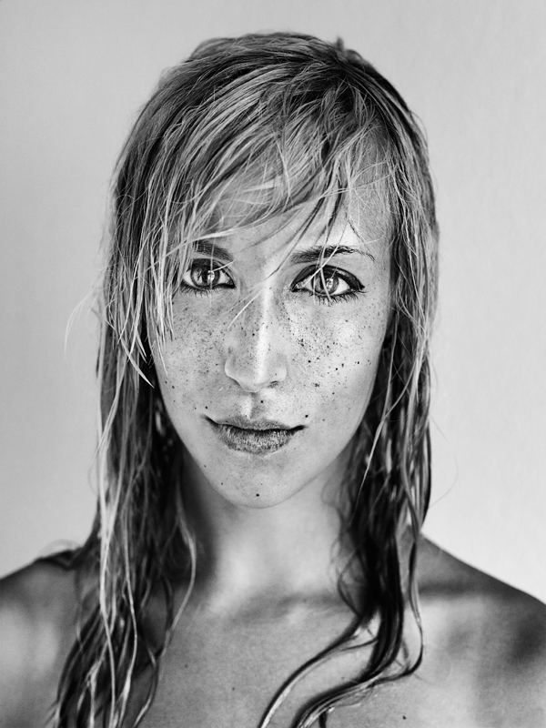 freckles portrait woman bw