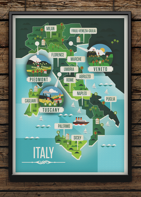 Adobe Portfolio maps Italy france spain Portugal Australia New Zealand argentina chile California wine Geography landscapes vectors scenery