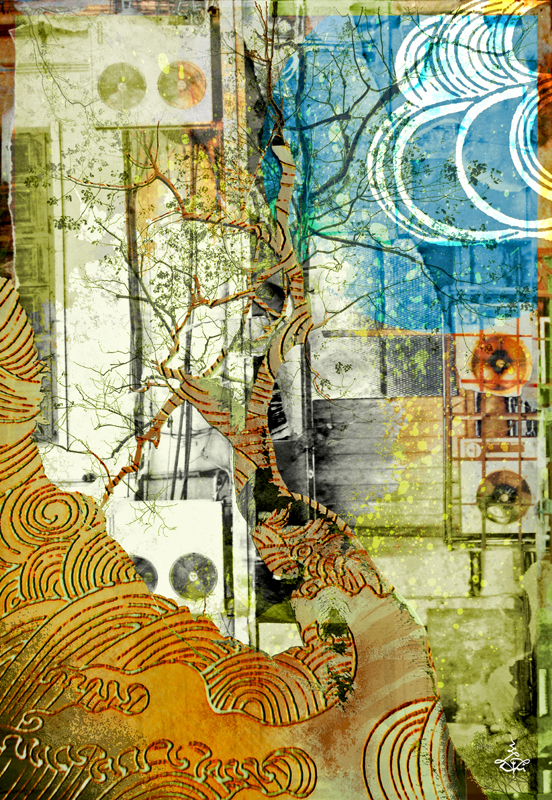 Nature abstract collage art chitree mixedmedia cosmos earth