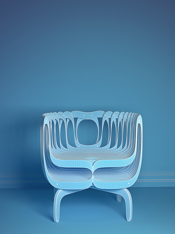 chair wood furniture Render 3D model