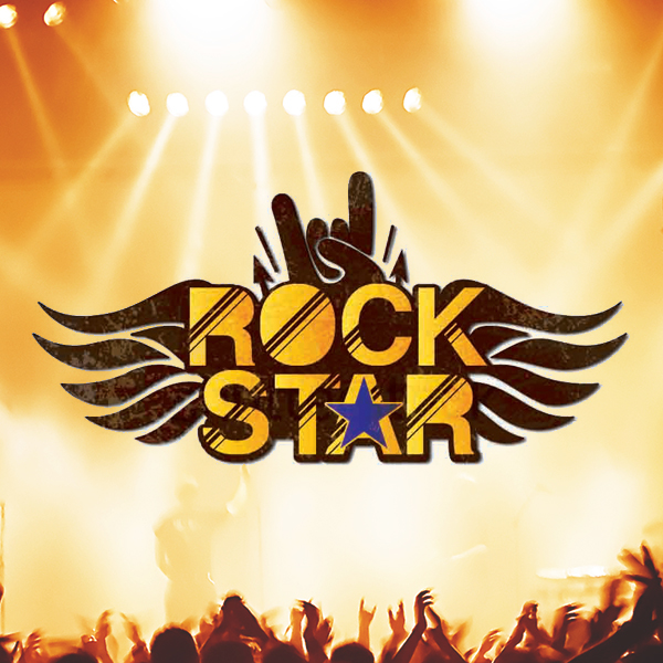 Lemon tree hotels Rockstar rock & roll logo invite grundgy concert mettalic