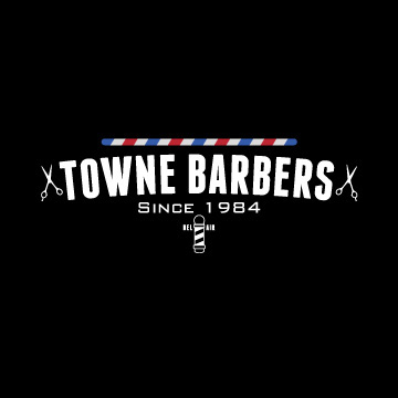 barber shop chelsea monico logo towne barbers maryland scissors business Website brand identity