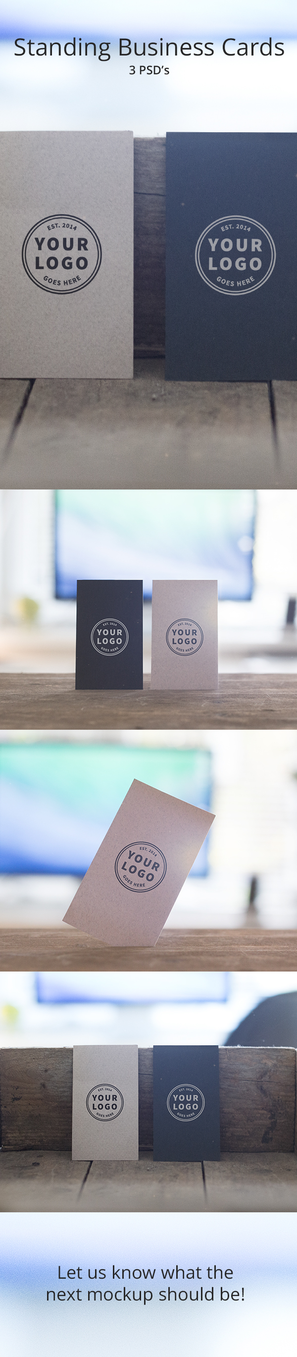 Free Standing Business Cards Mockups. 3 PSD's