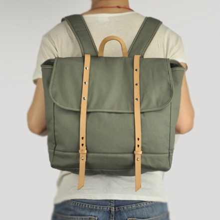 backpack  handmade canvas  leather Rucksack  travel bags daypack