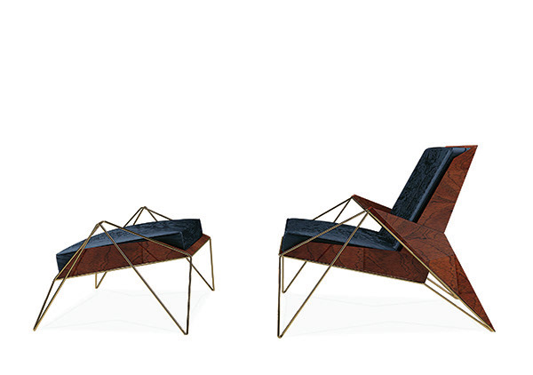 armchair armchair & footsoll brass structure contemporary design contemporary armchair