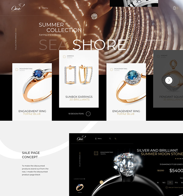 The One Jewelry shop site design.