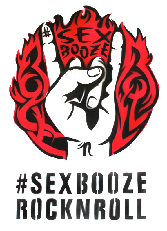 sex booze rocknroll poster cape town spraypaint stencil