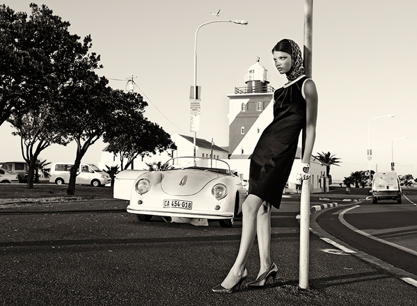 cape town south africa model fashion shoot carmen Porsche car vintage
