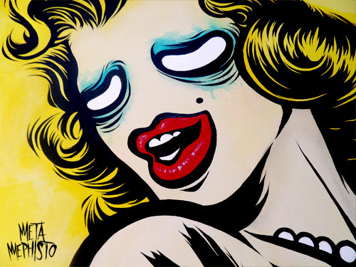 metamephisto Marilyn Monroe Andy Warhol Pop Art acrylics canvas comic outlines linework