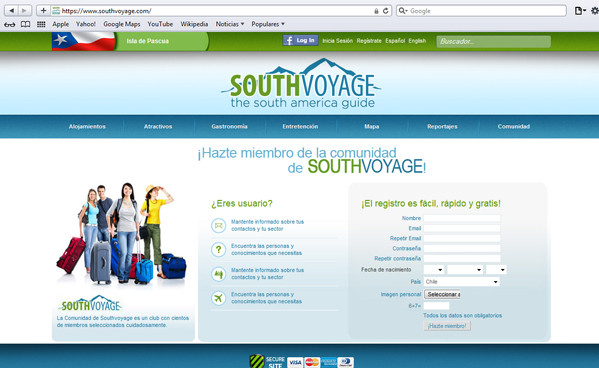Web  diseño southvoyage Sur viaje