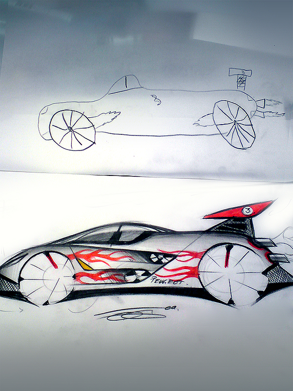 sketch children Gamiette Tutorials design effect hand car designer car design pencils