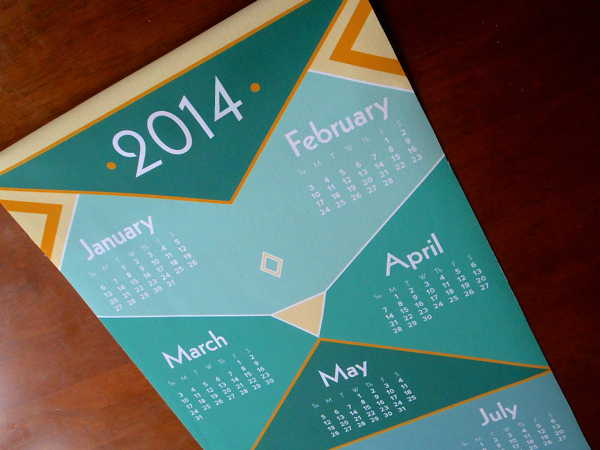 2013 calendar calendar typography calendar blue yellow orange triangle textile long rit rochester elliepeters print canvas