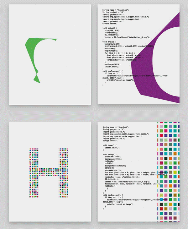 processing letters alphabet typo cards code coding design random kabk color experiments interactive fonts Typeface