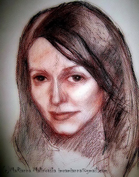 portrait watercolor face pencil sanguine