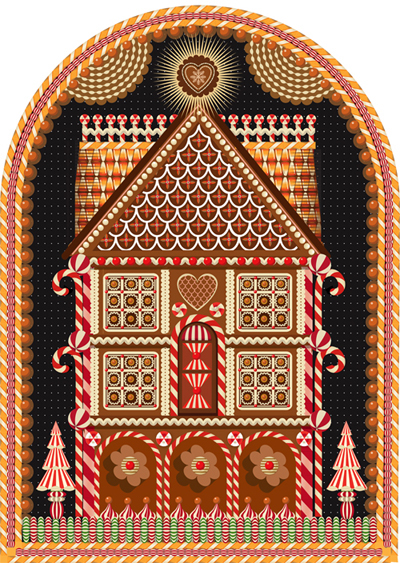 Advent  calendar   vector  adventcalendar  stripes  daily Gingerbread  houses Candy  candycane  Sugar  qcassetti  cassetti decorativeillustration