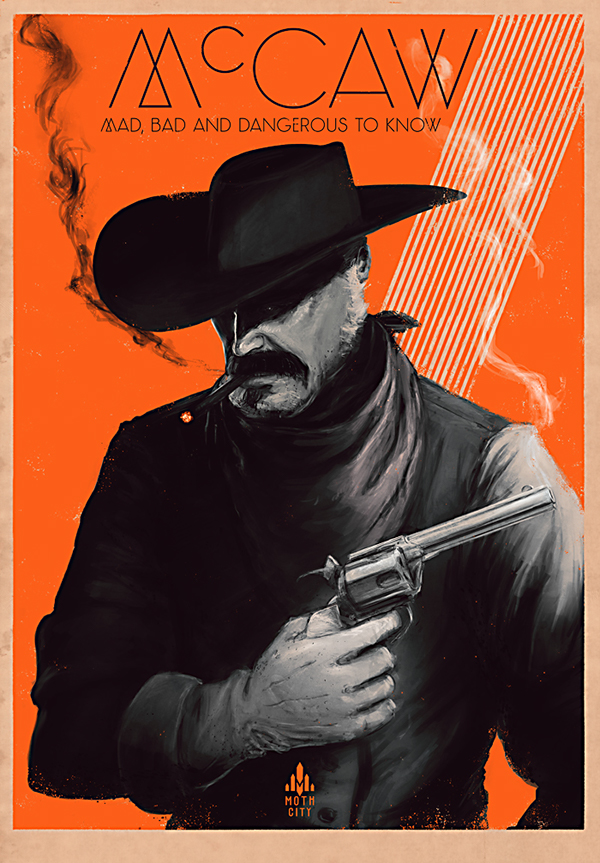 Moth City  graphic novel  comic McCaw cowboy tim gibson orange poster