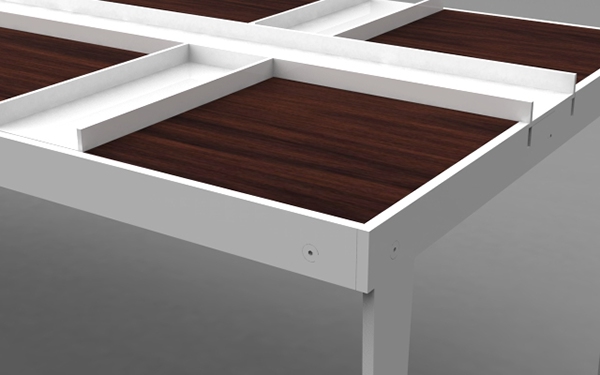 danish modern walnut steel powder-coated coffee table