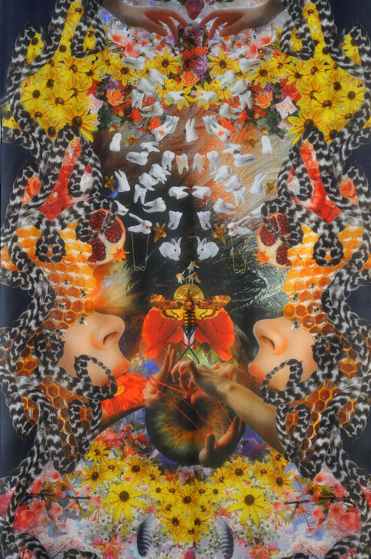 textile muslin art collage print symbols symbolism Flowers floral color hair textile print fabric digital Digital Collage