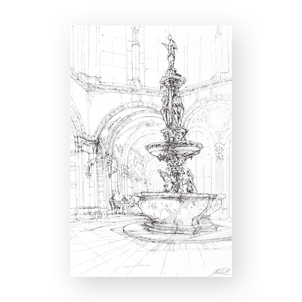 Architecture plein air drawings set