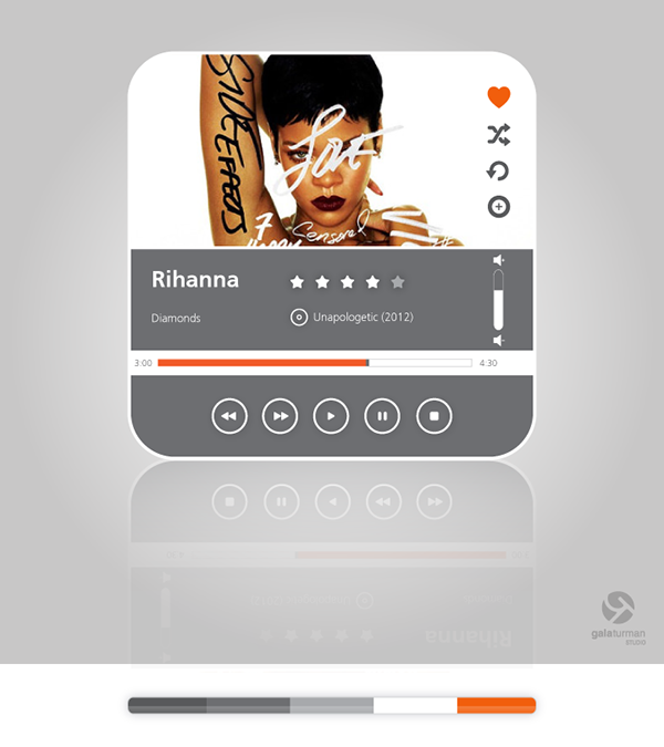 Music Player flat ui Icon buttons set
