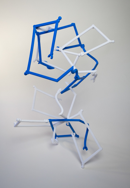 sculpture 3d printed PLA plastic blue White emergent structure