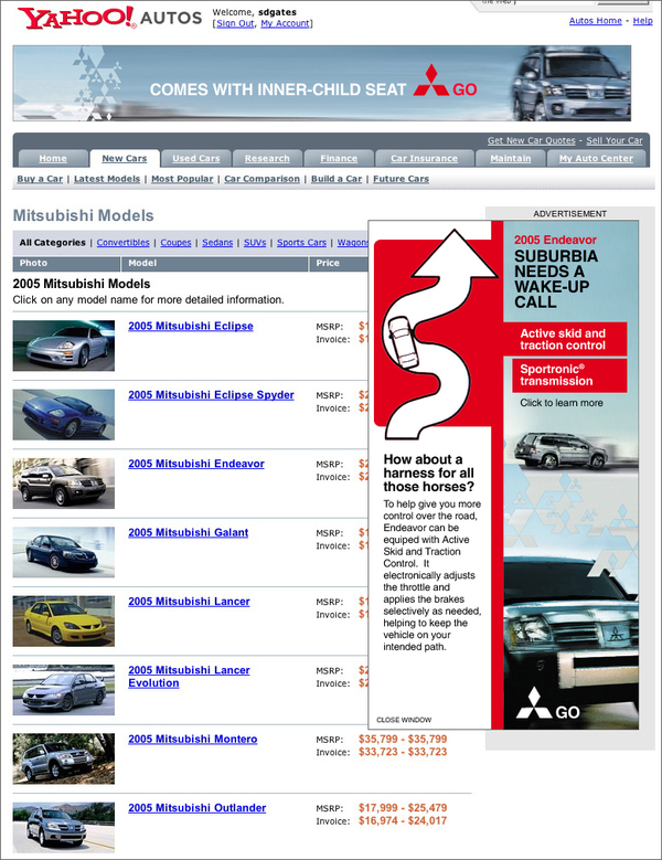 automtoive car Mitsubishi Web ads interactive motors