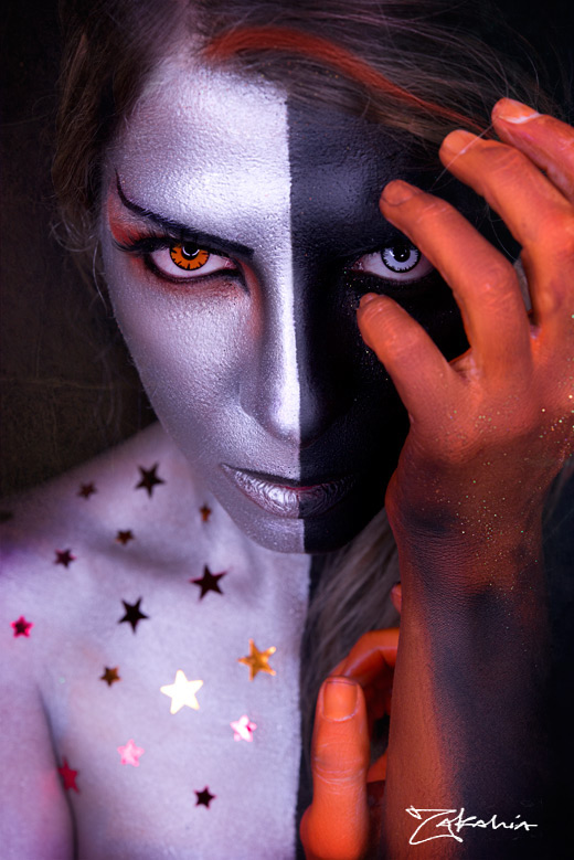 Zakahia makeup BODYPAINT facepaint MUA portrait female dark being photo photoshoot