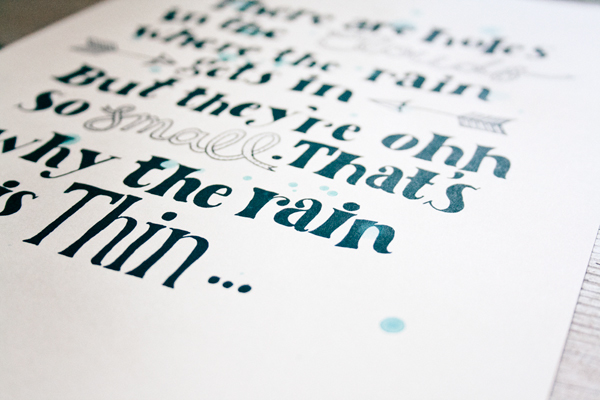 rain drops poem childrens poem rhyme Handlettering lettering denmark copenhagen clouds quirky Fun rainy splash