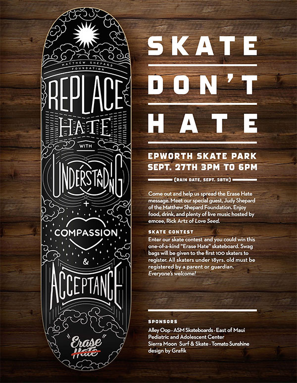 skateboard Handlettering non-profit awareness lettering Cause poster