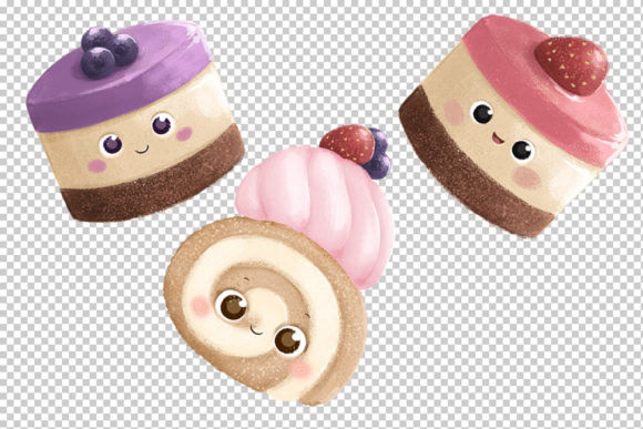 bakery cakes clipart cupcakes Digital Art  food illustration ILLUSTRATION  kawaii illustration photoshop sweet food